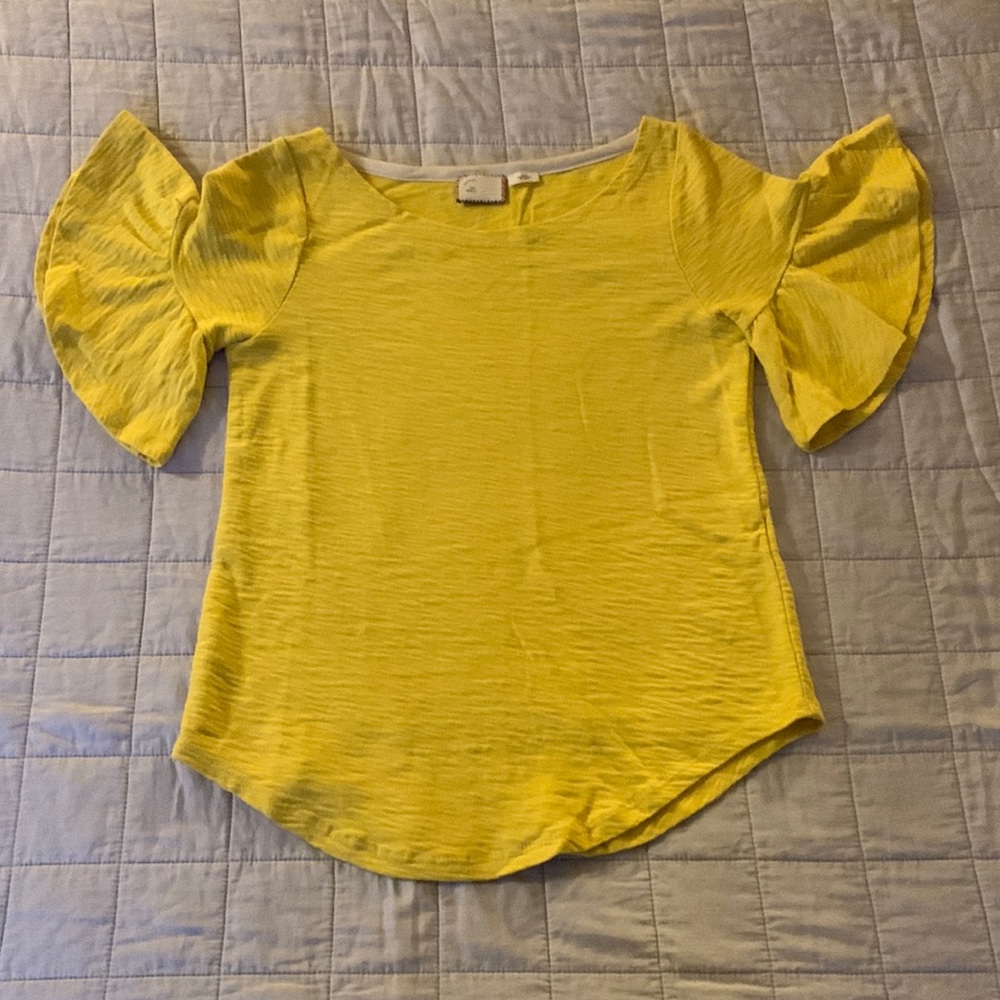 Anthropologie Postmark Cheristel Ruffled-Sleeve Top
